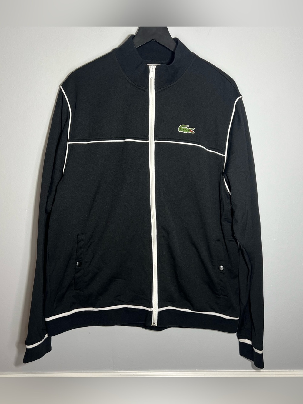 Lacoste Sport Track Jacket Mens Size 9 Black Slim Fit
